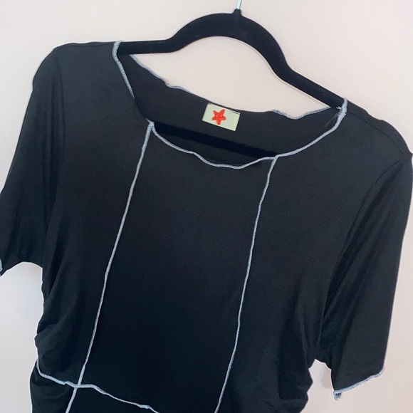 Black Plus Mini Dress with Drawstring Sides - Picture 4 of 7